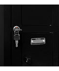 Close-up of the lock and key on the Heavy Duty Two Tier Eight Door Tablet Cell Phone Locker, showcasing security features.
