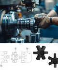 Close-up of XIKE L190 solid black NBR rubber spider center insert for L-jaw coupling