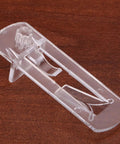 Close-up of clear 30 Pack Plastic Cabinet Shelf Clips For 15mm To 16mm Wooden Boards Easy Snap In Shelf Pegs Durable Support Brackets
