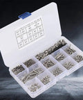 Killer 304 Stainless Steel Flat Head M3 Machine Screw Kit Bundle With Nuts Washers Wrench Keys Solid For Heavy Duty Home Repair And DIY Fixes Durable Anti Corrosion Metal Hardware 662 Pieces Smart Storage Box open organizer with M3 screws, nuts and washers