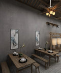Dining room with DIY Friendly Dope Look Concrete Peel And Stick Wallpaper With 3D Texture Vinyl Matte Finish For Kitchen Living Room