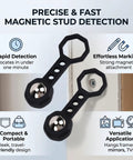 Aolidsive 2 Pcs Magnetic Stud Finder Portable Handheld Wall Stud Detector showing compact design for easy marking on wall.