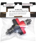 Heavy Duty 3/8 Inch Stainless Steel Single Stud Power And Ground Junction Block In Red And Black With Mounts And Mounting Holes Nylon Construction Integrated Nut For Tightening Includes Stud Covers 404-120 For Complete Installation in package