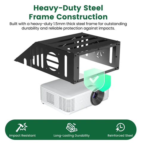Heavy Duty Floor Mounted Golf Simulator Enclosure With Turf, Projector Cover, Steel Frame Structure, and Cooling Fan