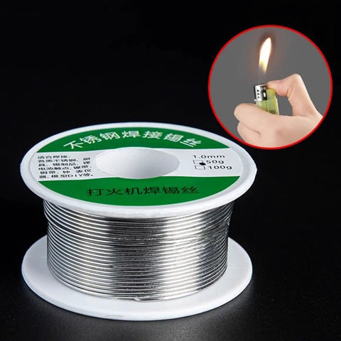 Go To Pro Grade Solder Wire With Fine Diameter Soft Melting For Clean Joints In Compact Electronics Repair, shown with a flame test