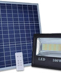 JUDYSSY Led Floodlight 100W Led Solar Flood Lights with solar panel and remote control for outdoor lighting.