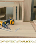 20 Piece Self Drilling Drywall Anchors Kit For Hollow Walls And Cabinets With Silver Finish, Easy Install And Strong Hold, Versatile Wall Mount Anchors For DIY Projects, Repairs And Quick Secure Mounts shown with drill on wood cabinet panel