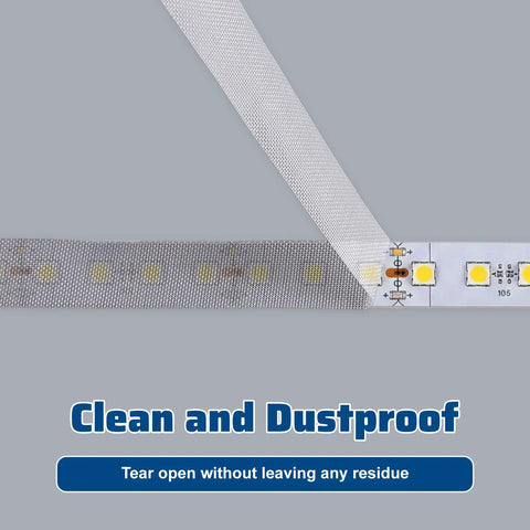Soft LED Diffuser Tape For Light Strips Half Inch Wide By 33 Feet Two Pack on LED strip, white fabric tape close-up