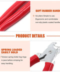 Close-up of Pro Hog Ring Plier with soft rubber handle from Three Eighth Inch Hog Ring Kit With One Thousand Galvanized Hog Rings, and Gloves