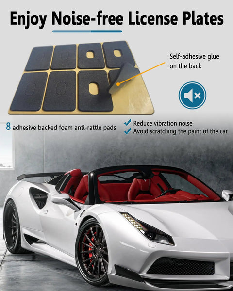 Carbon Fiber Pattern License Plate Frames 2 Pack Black Aluminum Front And Rear Car Tag Holder Heavy Duty Brackets With Rattle Proof Pads