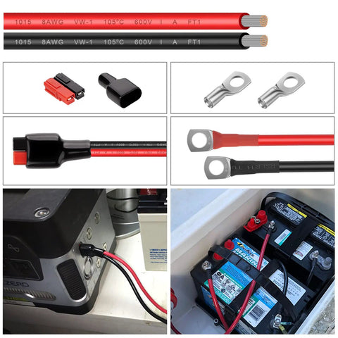 8 Gauge Red And Black Tinned Copper Wire For Car Audio, Trailer, Marine And LED Lights, Flexible 8AWG Power Ground Cable connectors & uses