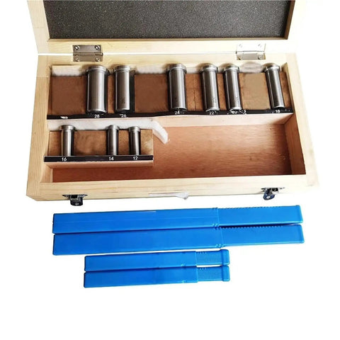 Pro Grade 18 Piece HSS Keyway Broach Set With 4mm 5mm 6mm and 8mm Cutters Plus Broaching Bushings in wooden box