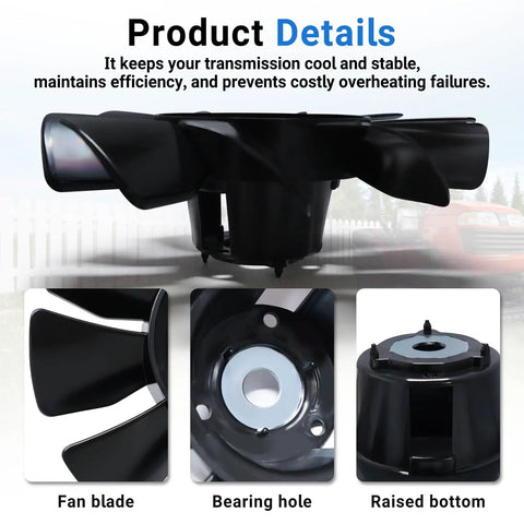 Transmission Fan 7 Inch 10 Blade Pump Cooling Fan for Lawn Tractor Transaxle Fits 53821 Black 1Pc showing fan details