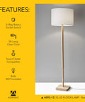 Ellis 21 Inch Table Lamp With Natural Rubber Wood And White Fabric Shade, 60W Incandescent Or 13W CFL, modern design shown