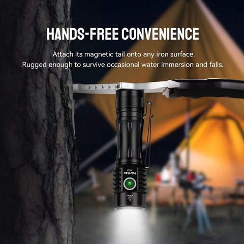 EDC Rechargeable Flashlight TS25 With 4000lm Output Four 519A LEDs RGB Aux Lights Anduril 2.0 Interface lighting up campsite