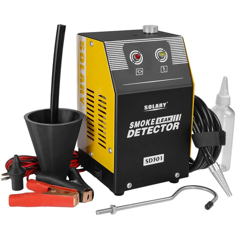 Automotive Smoke Machine Leak Detector With Built In Air Pump 12V DC EVAP Vacuum Diagnostic Tester with accessories in view.