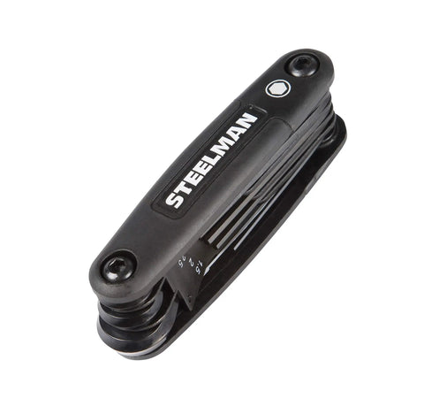Pocket Folding Hex Key Wrench Set With 1.5 2 2.5 3 4 5 6 8mm Sizes, Chamfered Ends, Steel With Black Oxide Coating