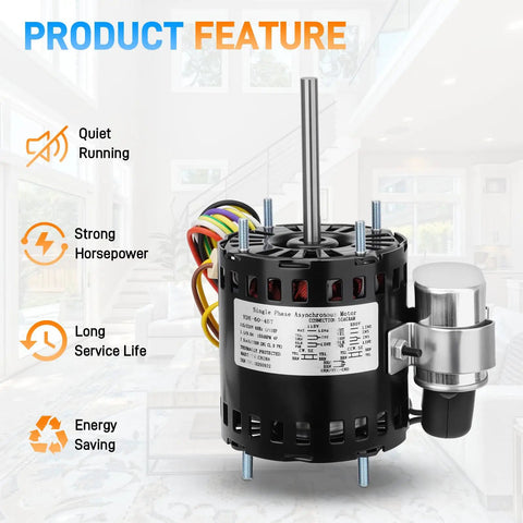 Refrigeration Fan Motor Replacement For D1127 D1123 D1124 D1126 D1152 D1154 1/12 HP 1550 RPM 115/230V HVAC Blower Motor
