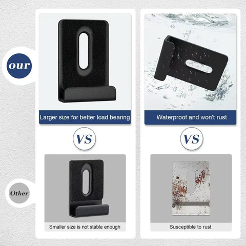 Comparison of 6 Piece Heavy Duty Metal Mirror Clips Set For Wall Mounting Powder Coated Rust Resistant J Brackets in matte black.