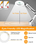 10X Magnifying Glass With Light And Stand Handy Hands Free Desk Lamp with 72 LED beads for eye-friendly magnification and no flicker.