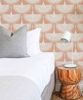 Bedroom with Genevieve Gorder Sahara Blush Feather Flock Peel and Stick Wallpaper Removable Self Adhesive No Glue Needed Pink Bird Pattern