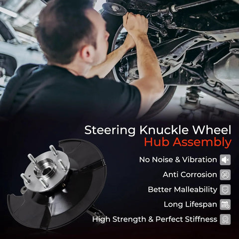 Plug-And-Play Front Steering Knuckle Wheel Bearing Hub Assembly For Honda Civic 2012 2013 2014 2015 2016 1.8L Left Driver Side Replacement Part 51216-TR3-Y00 51216-TR0-A00 Direct Fit OEM-Grade