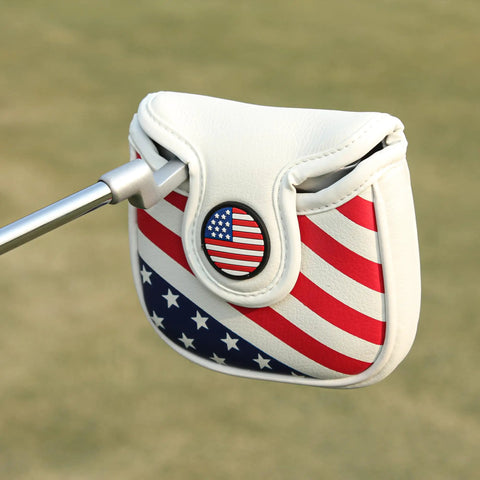 Magnetic Closure Putter Headcover For Mallet Putters With Heel Shaft Square Style USA Stars And Stripes Flag Design Durable Golf Club Cover