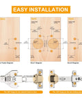 Diagram showing easy installation for 4 Pack 135 And 165 Degree Lazy Susan Hinges Slick Tool Free Clip On Setup For Corner Cabinets.