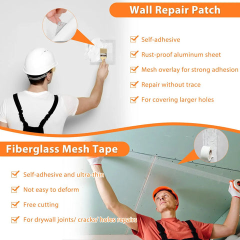 Person applying All In One Drywall Patch And Spackle Repair Kit For Quick Holes And Cracks On Walls And Ceilings With 22 Ounce White Putty.