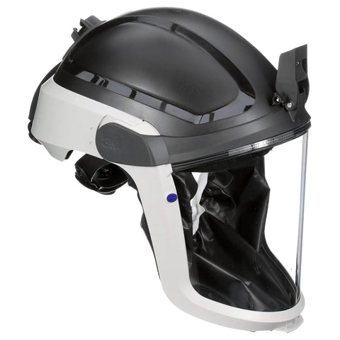 Black helmet showing Mining Lamp Bracket Kit M 940 for M Series hard hats with adjustable angle and lightweight design.