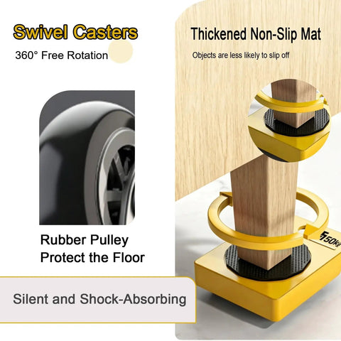Heavy Hauling Setup Features 360 Degree Swivel Casters And Shock Absorbing Silent Rollers To Move Bulky Appliances Through Tight Garage Spaces Like A Smooth Operator Daily. Close-up of swivel caster and non-slip mat for stability.