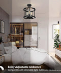 Bedroom with Dope Industrial Black Farmhouse Semi Flush Mount Ceiling Light Fixture With A Three Light Chandelier Style Rustic Vintage Style