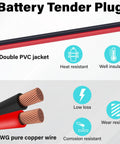 Cross-section view of Two Pack SAE Quick Connector Harness 1 Foot 12 AWG Adapter Cable highlighting heat resistance, insulation, and copper wires.