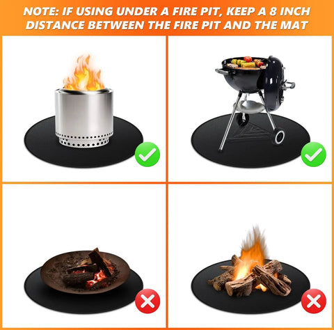 39 Inch Round Fire Pit Mat For Bonfire And Grill Protection Double Sided Fireproof Under Deck Mat Oil Resistant Patio Protector Pad For Fire Pits And Solo Stove Accessories Easy To Clean Reusable Keeps Deck Clean And Safe with safety instructions