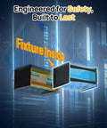 Exploded view of 24V 100Ah LiFePO4 deep cycle rechargeable battery with Bluetooth app monitoring for off-grid use.