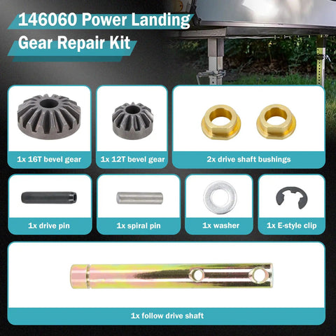 Power Landing Gear Repair Kit For 5th Wheel RV Follow Leg Replacement parts with drive shaft and bevel gears