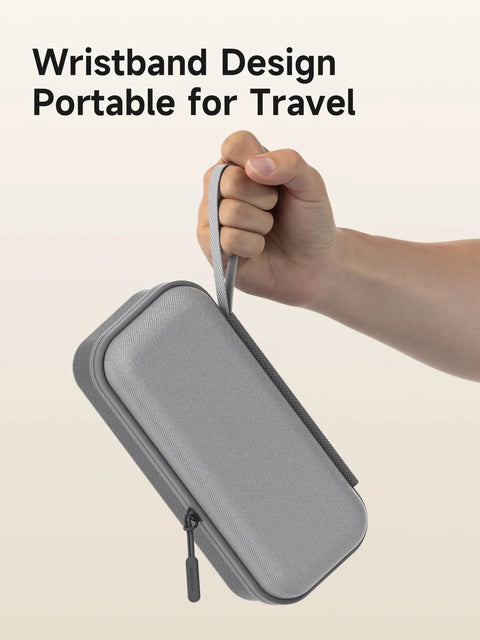 Grab And Go Rugged Travel Carrying Case for Tire Inflator and Air Compressor, gray, portable design with wristband.