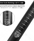 Close-up of Beefy Aluminum Bike Seat Post 350mm Length With 25.4mm 27.2mm 28.6mm 30.4mm 30.8mm 31.6mm Diameters showing scale markings.