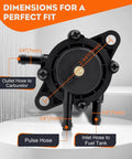 Fuel Pump Replacement For Z225 Z235 Z245 Z255 Z335E Z335M Z345M Z345R Z355R Z375R Z425 Z435 Z445 Z465 Lawn Mower LG808656 with hose dimensions