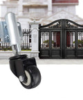Heavy Duty Shock Absorber Rotating Caster Wheels Built To Last 40mm Swivel Castors for furniture, shows wheel against gates