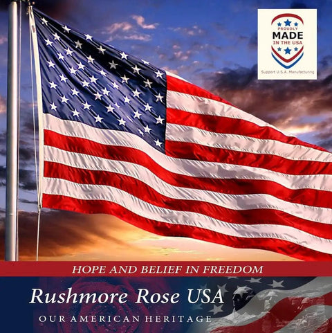 Heavy Duty 3x5 Outdoor American Flag Made In USA With Embroidered Stars And Sewn Stripes fluttering in the wind at sunset