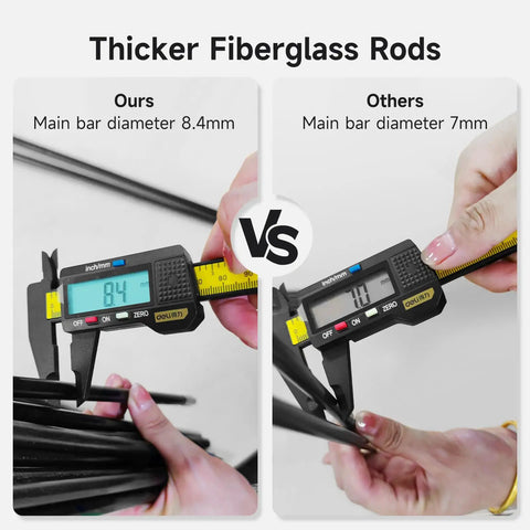 Comparison of 8.4mm vs 7mm fiberglass rods for Heavy Duty Outdoor Bike Storage Tent Shed Waterproof Shelter 6.56x4.92x5.58ft