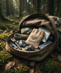 Backpack with English Flint Fire Starter Kit With Two Large UK Flint Stones And Emergency Jute Tinder Bag for camping use