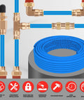 Blue One Quarter Inch Outer Diameter PA12 Nylon DOT Air Line Pneumatic Tubing 100 Feet Long Heavy Duty High Pressure Air Hose