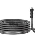 Heavy Duty 50 Foot Braided Garden Hose With Lightweight Flexible Design Kink Resistant And Tangle Free Leak Free Connections Swivel Handle Male To Female Fittings Triple Layer Hybrid Material Durable Grey, coiled