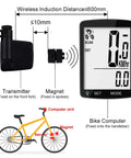 Wireless Bike Computer With 20 Functions All Weather Waterproof Speedometer And Odometer 3 Inch Big LCD Screen setup diagram