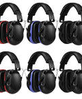 Six Pack Noise Reduction Ear Muffs NRR 28dB Ear Protection For Shooting Range And Lawn Mowing Adjustable Comfort Fit Durable Safety Ear Guards In Red Black Blue
