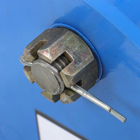 Close-up of metallic component on Beefed-Up 1 Ton Dual-Wheel I-Beam Trolley With Adjustable Width, Heavy Duty Steel Roller Hoist
