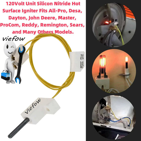 Hot Surface Igniter Replacement for Desa Reddy Master ProCom Dayton John Deere Sears Remington All Pro and more, silicon nitride