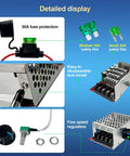 Detailed display of Brushed DC Motor PWM Speed Controller 7-70V 30A Adjustable Variable Speed Module with brake switch and dual fuse protection